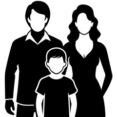 Happy family with mother father and two children vector silhouettewhite background