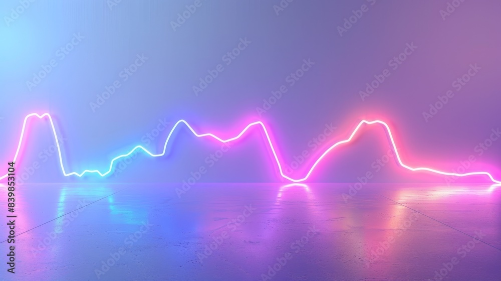 Wall mural colorful neon light wave patterns against a gradient background, creating a vibrant and dynamic atmo
