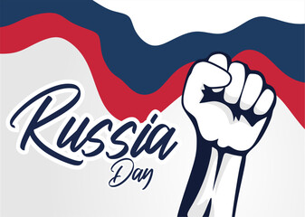 happy russia day with russian flag