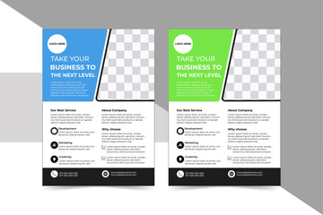 a bundle of 2 templates of a4 flyer, modern template, in blue and emerald color, and modern design, perfect for creative professional business. marketing. new digital marketing flyer set. 