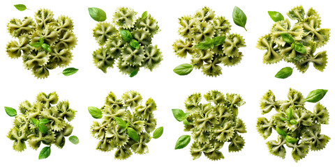 Obraz premium Set of Farfalle With Creamy Pesto isolated on transparent png background. Generative ai