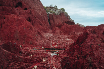 Red rocks by the sea