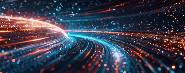 Abstract particle technology background, future technology digital concept 3D wallpaper illustration