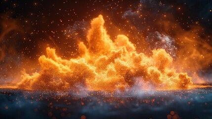 8K Octane Rendered Landscape: Detailed Yellow Dust Explosion Photography
