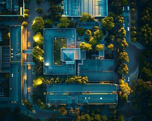 Expansive Aerial View of Futuristic Cloud Computing Campus with Interconnected Data Centers and Connectivity Hubs