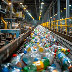 Recycling Facility Processing Plastics for Sustainable Waste Management and Nature Conservation
