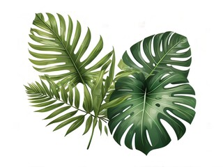 leaves of different ornamental plants as well as the monstera plant