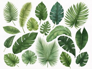 Fototapeta premium leaves of different ornamental plants as well as the monstera plant