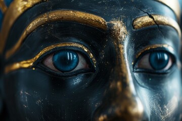 close-up of a mysterious ancient mask