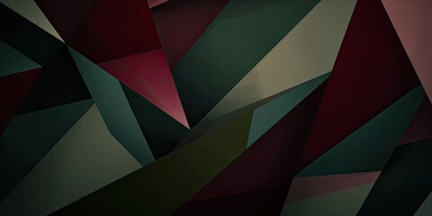 Dark Olive background with geometric shapes in shades of Midnight Green and Deep Maroon, forming an abstract design in the style of digital marketing and social media designs