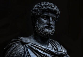 Dramatic portrait of a classical marble statue