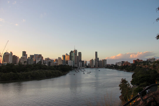 city skyline at sunset