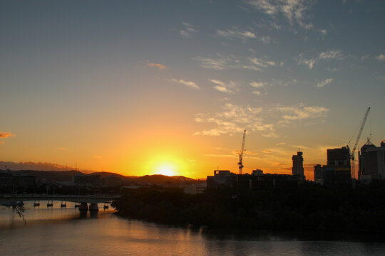 sunset over the river