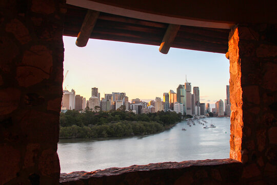 city skyline at sunset