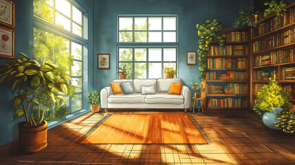 Gentle, blended watercolor hues that create a warm, inviting atmosphere.
