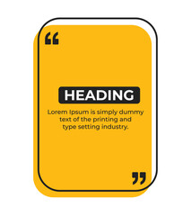 Heading or comment text frame minimal style with quote mark vector illustration
