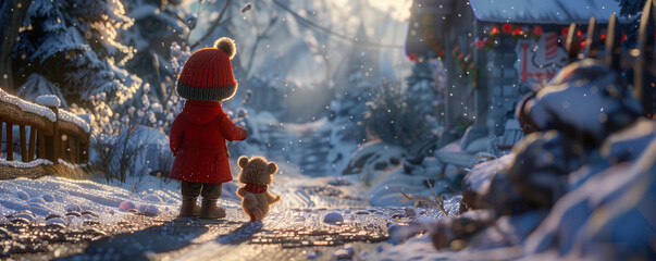 child playing in the snow