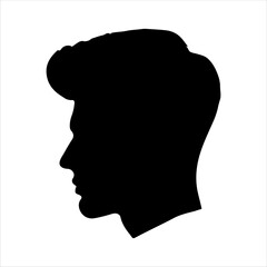 Handsome boy head silhouette isolated on white background. Boy head icon vector illustration design.