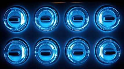 technology blue electric power button
