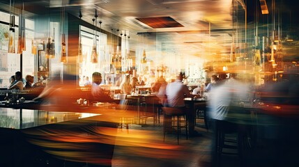 restaurant blurred abstract interior