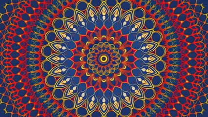 Obraz premium Symmetrical mandala patterns in vibrant, contrasting colors.