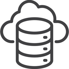 Cloud database outline icon on white background