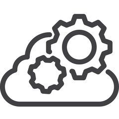 Cloud setting outline icon on white background