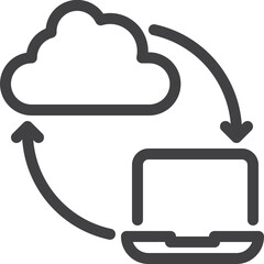 Laptop connect outline icon on white background