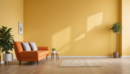 Frame mockup, ISO A paper size. Living room poster mockup. Modern interior design. Living room Interior mockup with house background. 3D render