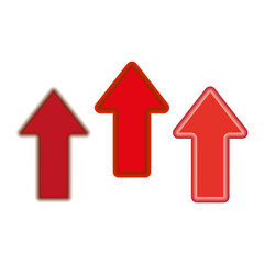 Red arrow icons. Gradient outline effect. Upward direction symbol. Vector design.
