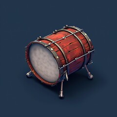Transparent Percussive Brilliance: Isometric Drum in Blender 3D