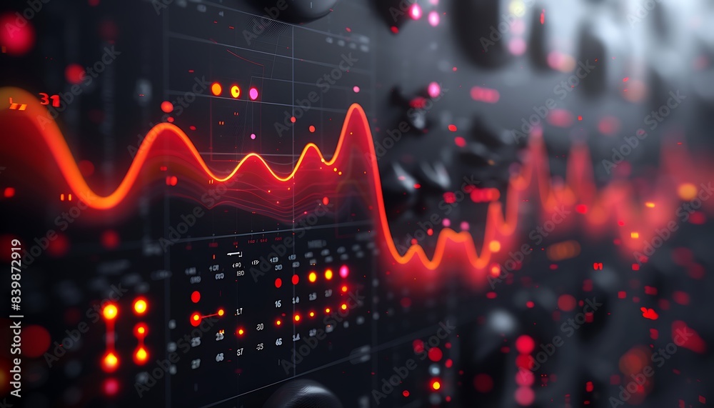 Aufkleber A realistic photo of abstract data visualization charts on a solid grey background, illustrating modern data analysis