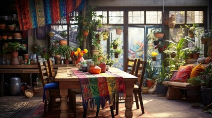Fototapeta premium wooden blurred bohemian interior design