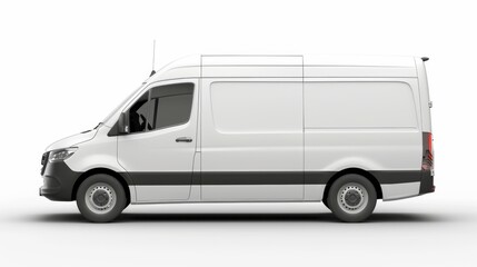 Naklejka premium White Delivery Van Side View - Generative AI