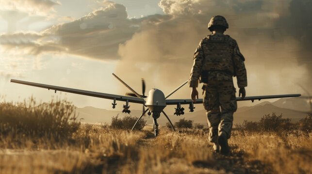 army launches combat drones in the field for special operations.AI generated image