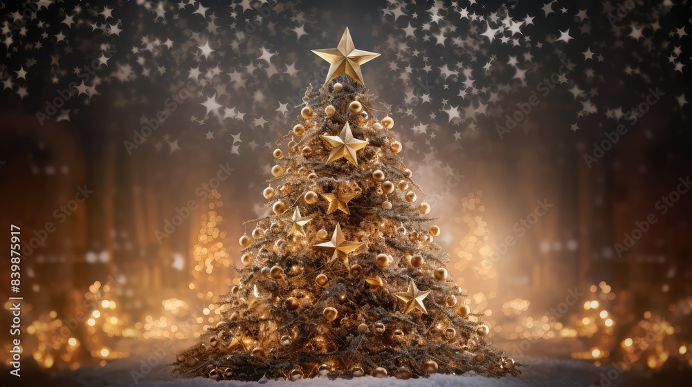 Canvas Prints gold christmas tree stars