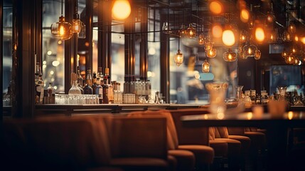 Obraz premium restaurant blurred interior photography