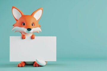 A cartoon fox is holding a white board