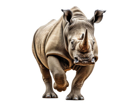 a rhinoceros jumping on transparent background with PNG file