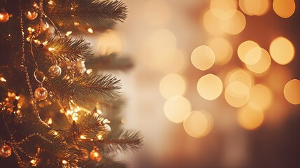 Fototapeta premium tree christmas lights bokeh