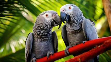 Obraz premium playful african gray parrot