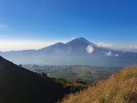 View of Mount Abang from Mount Batur, Kintamani, Bali