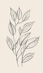 Abstract minimalistic Boho Bohemian elements design vector line art with a solid monochromatic background