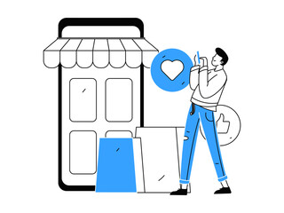 Virtual characters social communication concept business flat vector hand drawn illustration
