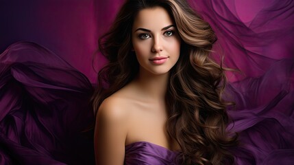 Fototapeta premium hair woman purple background