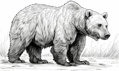 Coloring book for kids, animal coloring, bear.