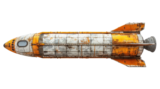 Old Rocket isolated on a transparent background