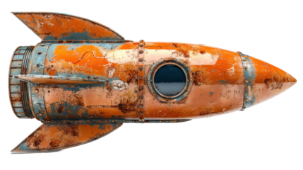 Old Rocket isolated on a transparent background