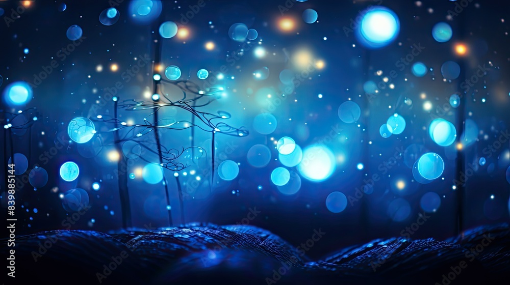 Sticker enchanting bokeh background blue