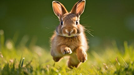 Fototapeta premium leap brown rabbit